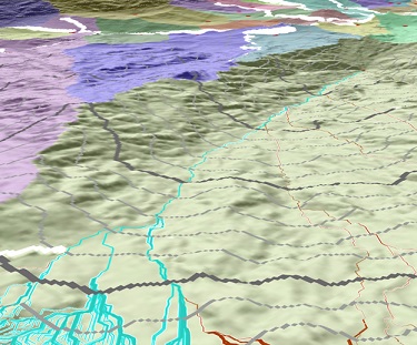 3D view of the paths with similar costs converging back to the source 3D view of the paths with similar costs converging back to the source